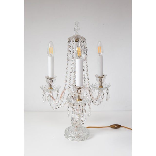 Czech Crystal Girandole Table Lamp, 1970s For Sale - Image 3 of 10