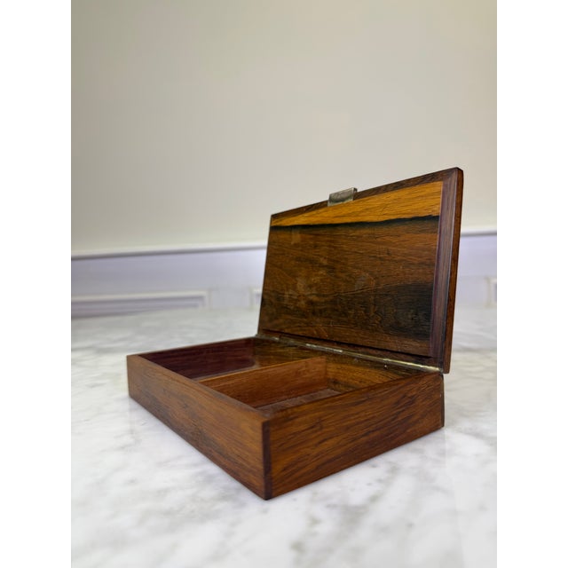 Hans Hansen Mid 20th Century Modern Hans Hansen Danish Rosewood Box With Sterling Silver Inlay For Sale - Image 4 of 8