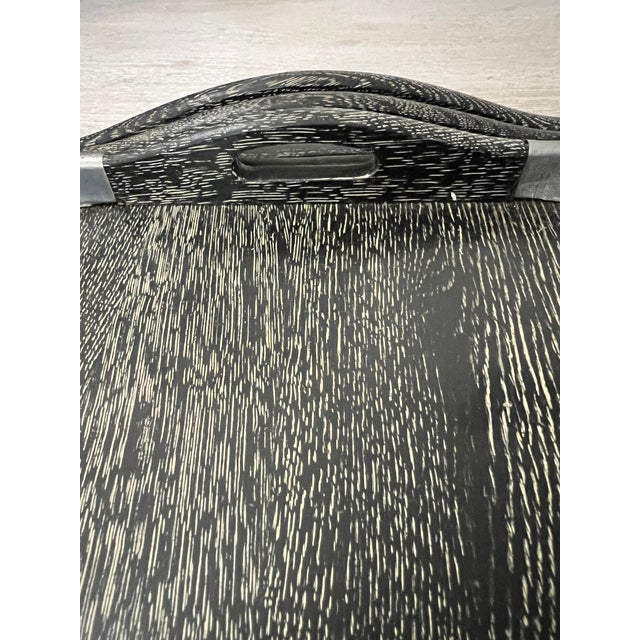 Vintage Mid-Century Cerused Black Wood & Chrome Nesting Serving Trays - Set of 3 For Sale In West Palm - Image 6 of 9