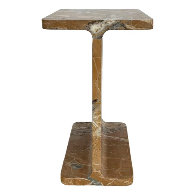 Modern Brown Marble I Beam Accent Table For Sale