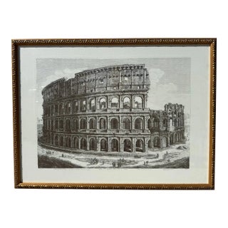 1980s Vintage Architectural Framed Print Engraving Rome Colosseum Italy Rossini For Sale