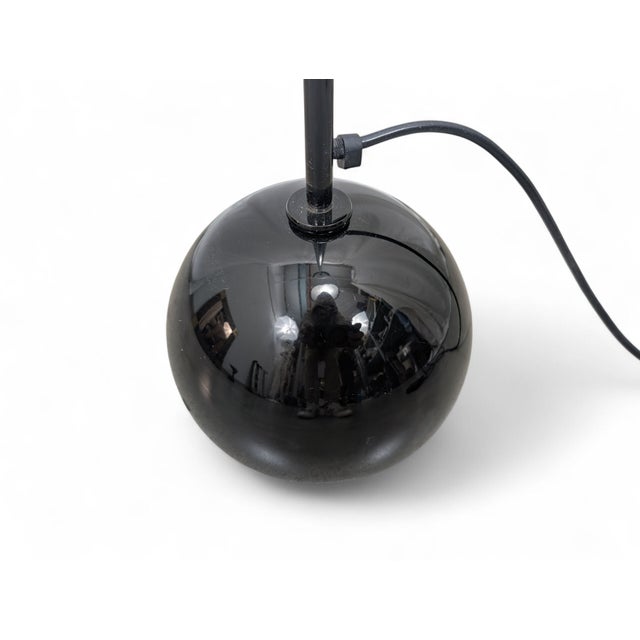 Black Floor Lamp in Metal Structure with Glass Lampshade, 1970s For Sale - Image 5 of 11