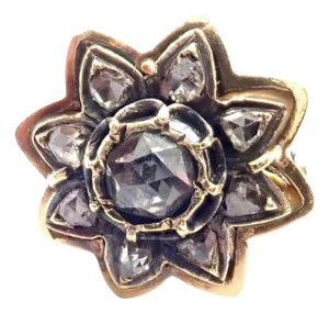 1900 - 1909 Karl Fabergé Diamond Yellow Gold Flower Ring, Size 7.5