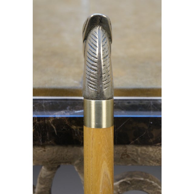 Late 20th Century White Oak Brass Equestrian Horse Head Walking Stick Collapsible Travel Cane For Sale - Image 10 of 13