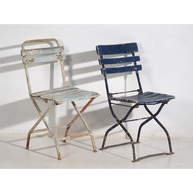 Rustic Vintage Garden Folding Chairs, 1920, Set of 4 For Sale - Image 3 of 10