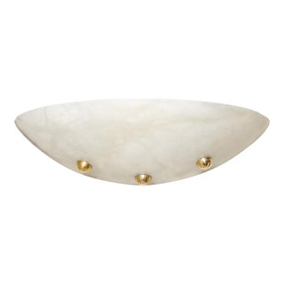 Art Deco Style Alabaster Sconce W/ Brass Ball Fittings For Sale
