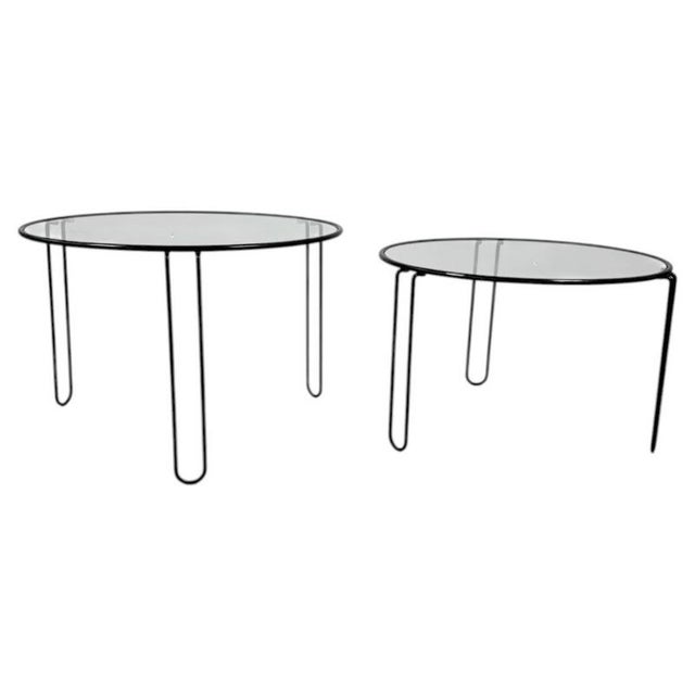 Metal Stacking Side Tables in Iron and Glass, 1970s, Set of 2 For Sale - Image 7 of 7