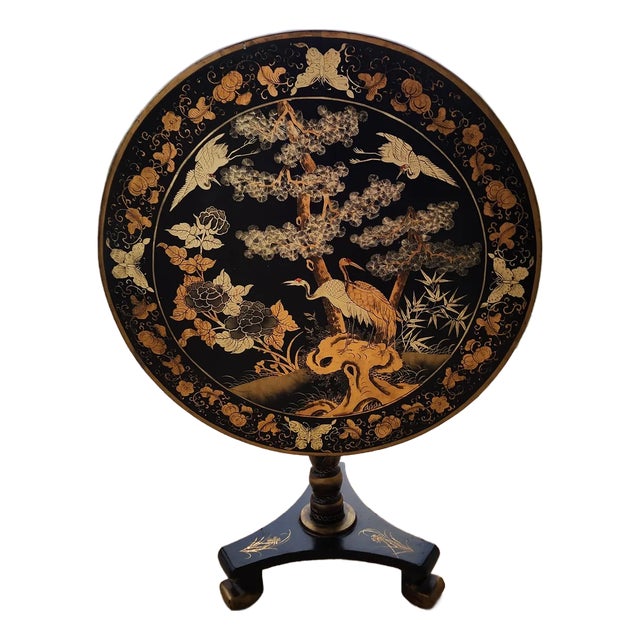 Tilt Top Chinoiserie Lacquered Table For Sale