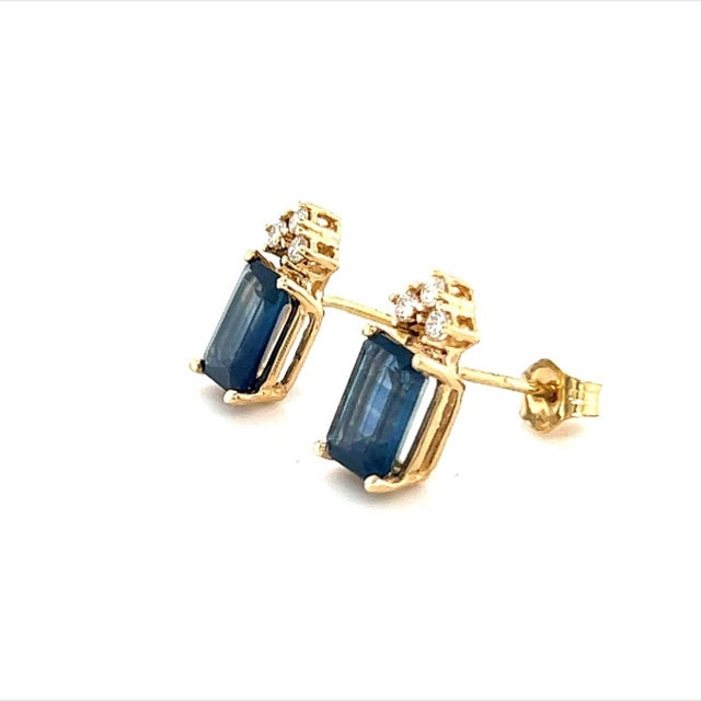 2010s Natural Sapphire Diamond Earrings 14k Gold 2.14 TCW Certified For Sale - Image 5 of 11