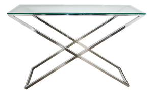 Modern Console Table in Chrome and Glass, 1990s