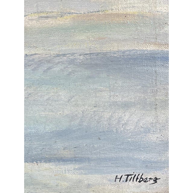 Snowy Alpine Landscape – Harald Tillberg Antique oil on canvas depicting a snowy Alpine landscape with bright peaks and...