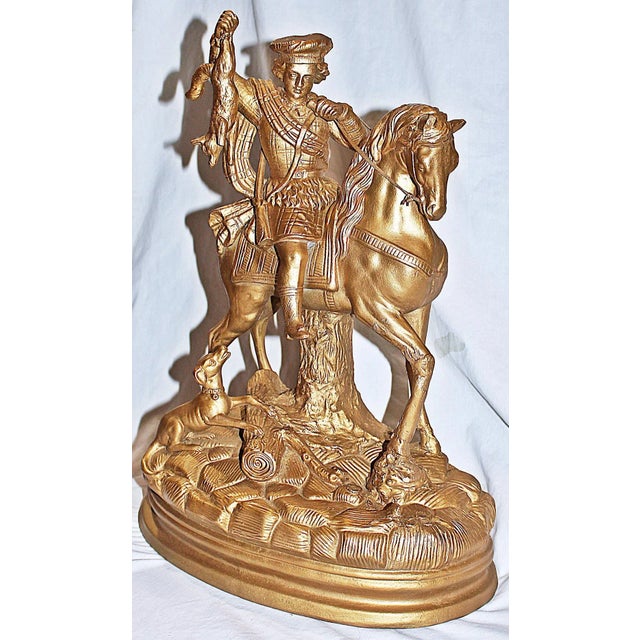 Baroque Hollywood Regency Gilded Terracotta Figurine For Sale - Image 3 of 8