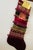 34” long extra large Christmas stocking with 5 pockets in burgundy red velvet and brocade with fringes.