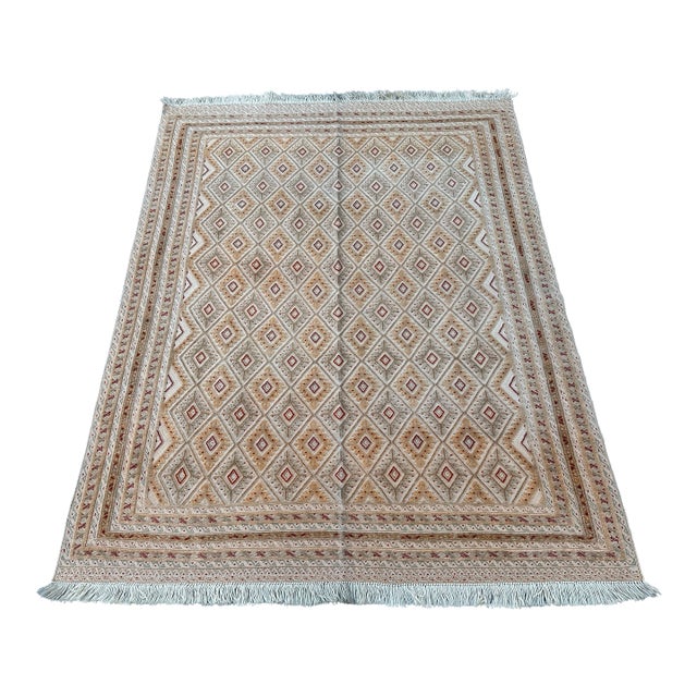 Taimani Diamond Lattice Hand-Knotted Wool Rug - 6'5" X 5'0" For Sale
