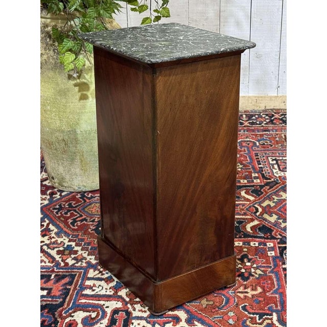 Antique Bedside Table in Mahogany with Grey Marble Top, 1800s For Sale - Image 14 of 16