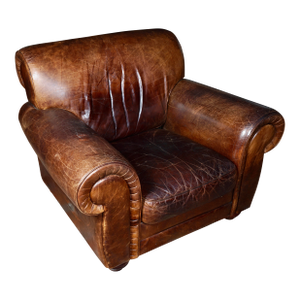 Vintage Natuzzi Italian Brown Leather Club Chair
