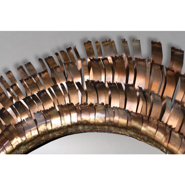 Mid-Century Modern Brutalist Eyelash Copper Mirror by Curtis Jere, Signe For Sale - Image 11 of 14