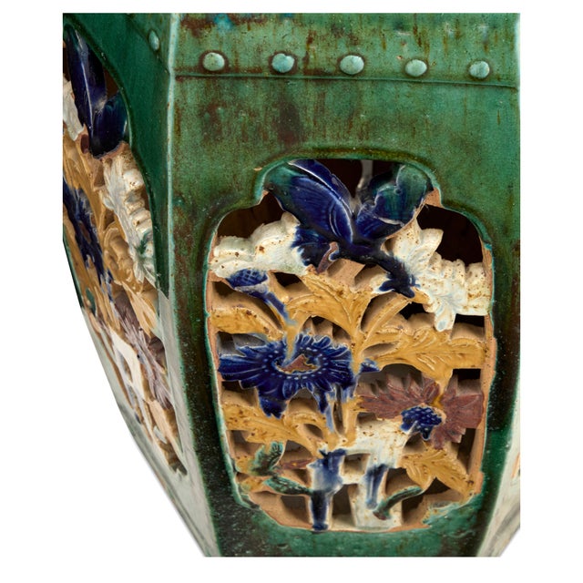 19th C Chinese Sancai Glazed Hexagonal Garden Stool For Sale - Image 4 of 6