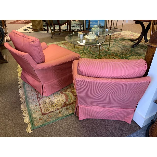 Textile 20th Centuy Pair of Red Slip Covered Upholstered Club Chairs For Sale - Image 7 of 9