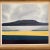 A striking Danish mid-century oil painting on canvas by Knud Horup, depicting an abstracted coastal landscape with sea,...