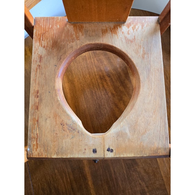 Farmhouse Vintage Primitive Wooden Child's Potty Chair With Kitten & Puppy Decal | Nursery Decor | Plant Stand For Sale - Image 3 of 4