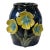 Navy Blue Glaze Dimensional Yellow Flower Holder Pot Vase For Sale