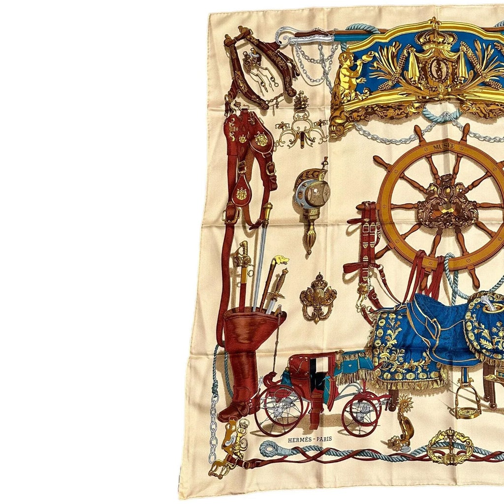 Foulard En Soie Vintage - 90x90 Cm - Multicolore - Occasion Bon état