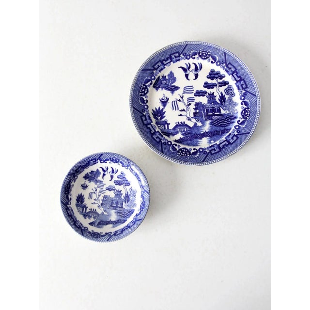 Vintage Japanese Blue Willow Ware Plate and Bowl Set of 2 For Sale - Image 12 of 12