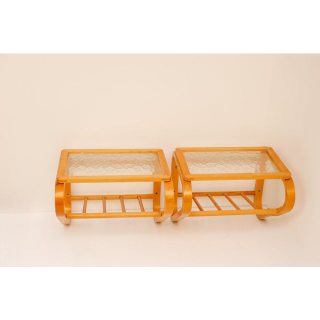 Scandinavian Bentwood and Glass Bedside Tables from Gemla, 1920s, Set of 2 For Sale - Image 14 of 14