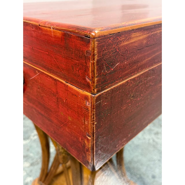 Chinoiserie Red Lacquered Wood Storage Chest, Vintage For Sale - Image 10 of 12