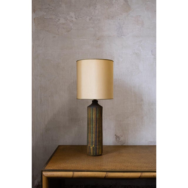 Textile Ceramic Table Lamp by Aldo Londi for Bitossi, 1960s For Sale - Image 7 of 7