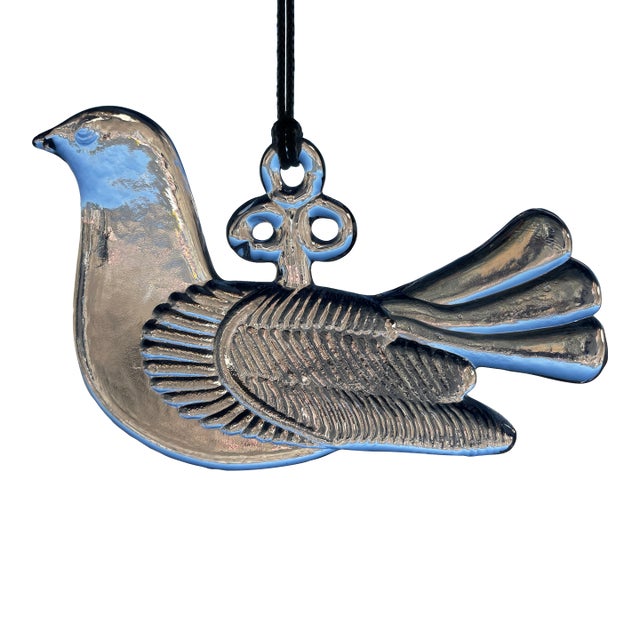 Mid Century Swedish Kosta Boda Glass Dove Suncatcher For Sale