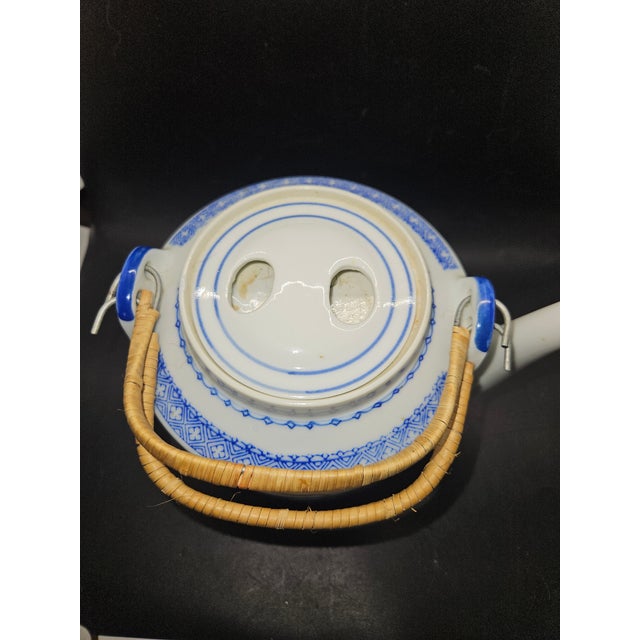 Vintage Chinese Blue and White Porcelain Teapot For Sale - Image 4 of 6