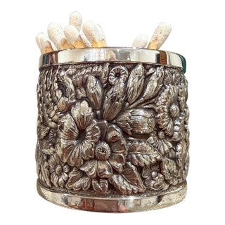 Tiffany & Co 19th C Silver Repousse Match Holder For Sale
