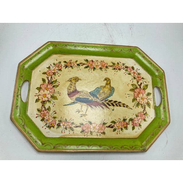 Paint Vintage Painted Serving Tray For Sale - Image 7 of 8