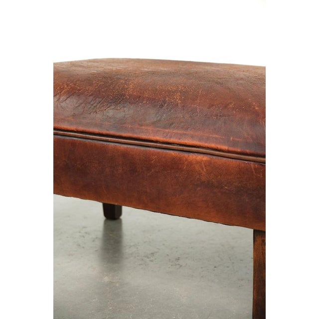 Brown Vintage Brown Ottoman in Sheepskin Leather For Sale - Image 8 of 11
