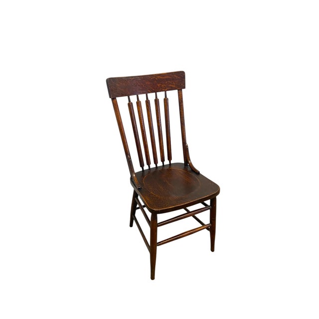 Arts & Crafts Antique Arts and Crafts Style Windsor Side Chair Cattail Spindle Back Tapered Legs For Sale - Image 3 of 9