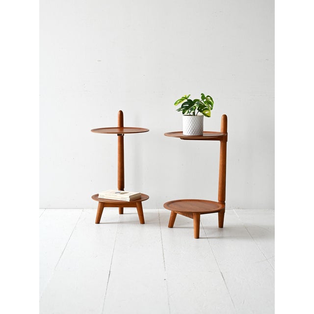 A pair of teak bedside tables designed by edmund jørgensen in 1955, an authentic example of scandinavian design with clean...