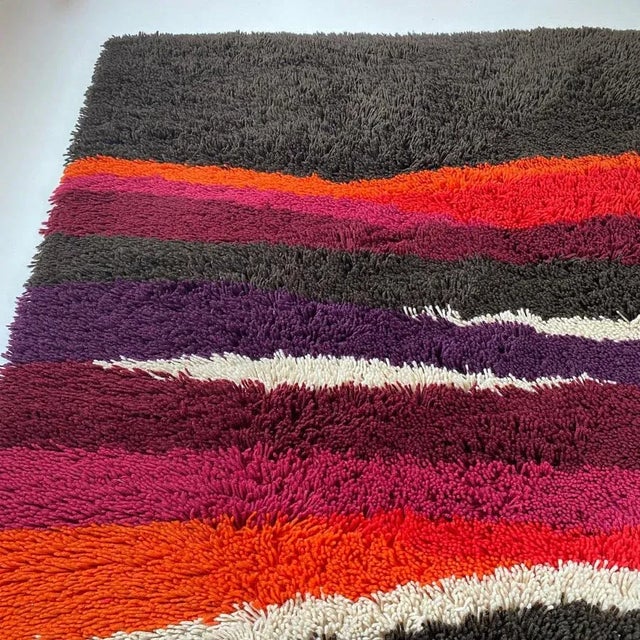 Vintage Dutch Colorful Stripes Panton Style High Pile Rug by Desso, 1970s For Sale - Image 16 of 18