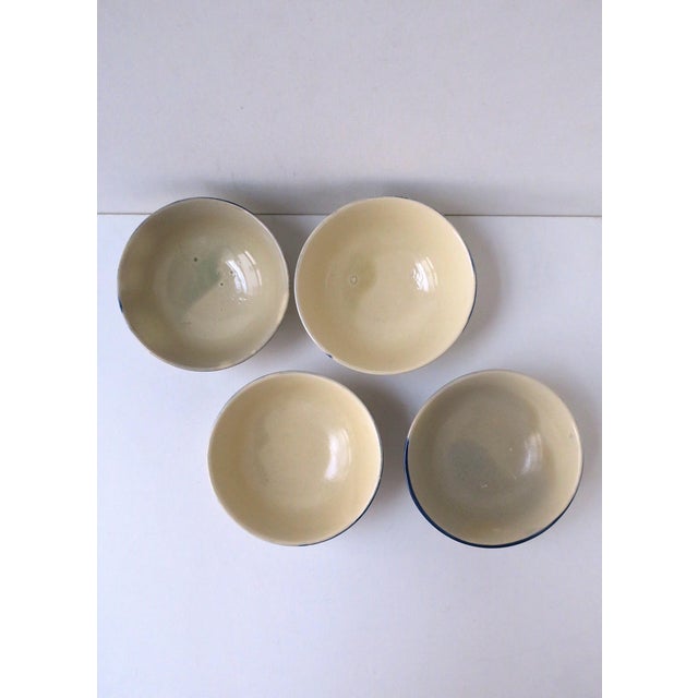 Ceramic Pottery Bowls Blue Off-White, Set of 4 For Sale - Image 7 of 9
