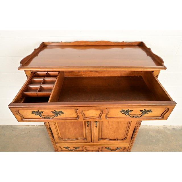 Wood French Provincial Louis XV Fruitwood Gentleman's Chest by Fancher, Circa 1940s For Sale - Image 7 of 17