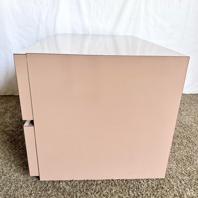Postmodern Mauve Lacquer Laminate Low Commode/Chest of Drawers For Sale In Miami - Image 6 of 9