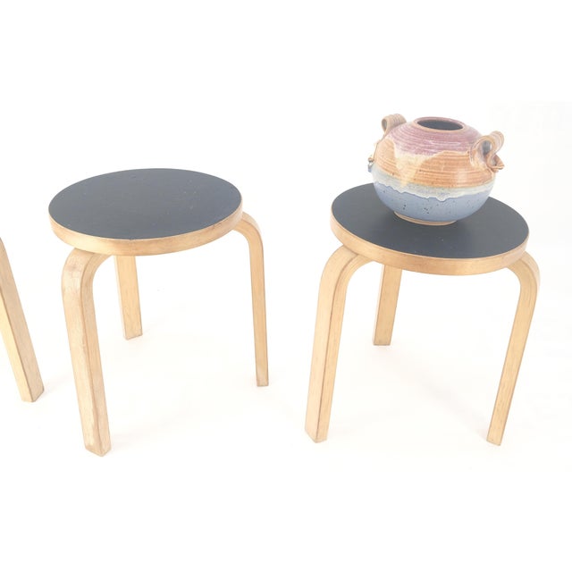 Set of 3 Early Round Nesting Side Occasional Tables by Alvar Aalto Mid Century