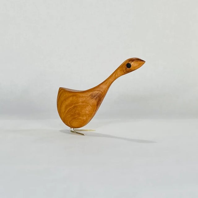 Small Goose Wood Figurine in Cherry, Jacob Hermann Inspired Mid-Century Modern Style Decor For Sale In Little Rock - Image 6 of 9