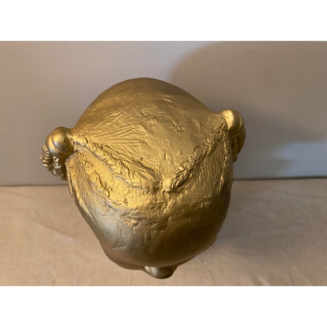 Painted Cast Chalkware Sculpture "The Golden Child" Signed Circa 1994 For Sale - Image 10 of 12