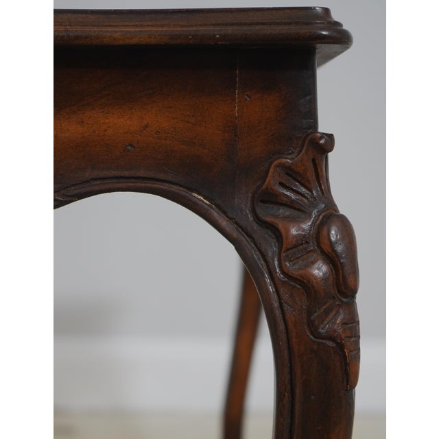 1970s Pair French Louis XV Walnut Parquet Top Lamp Tables For Sale - Image 5 of 15