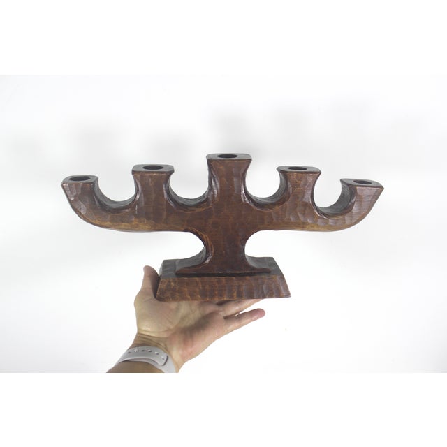Vintage Scandinavian folk art handmade wood candelabra with five arms. Perfect for the holidays or to add a bit of texture...