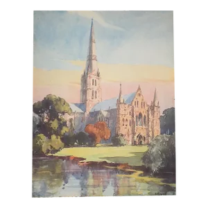 Vintage Salisbury, England Landscape After Listed British Artist W. Hyams