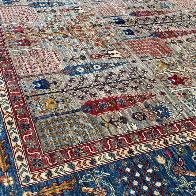 2000 - 2009 Grey Persian Bakhtiari Garden Hand-Knotted Wool Rug - 9' X 11'11" For Sale - Image 5 of 17