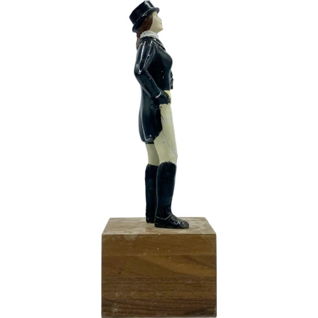 Mid 20th Century Vintage Female Equestrian Horse Jockey Bookend Statue 13” For Sale - Image 5 of 13